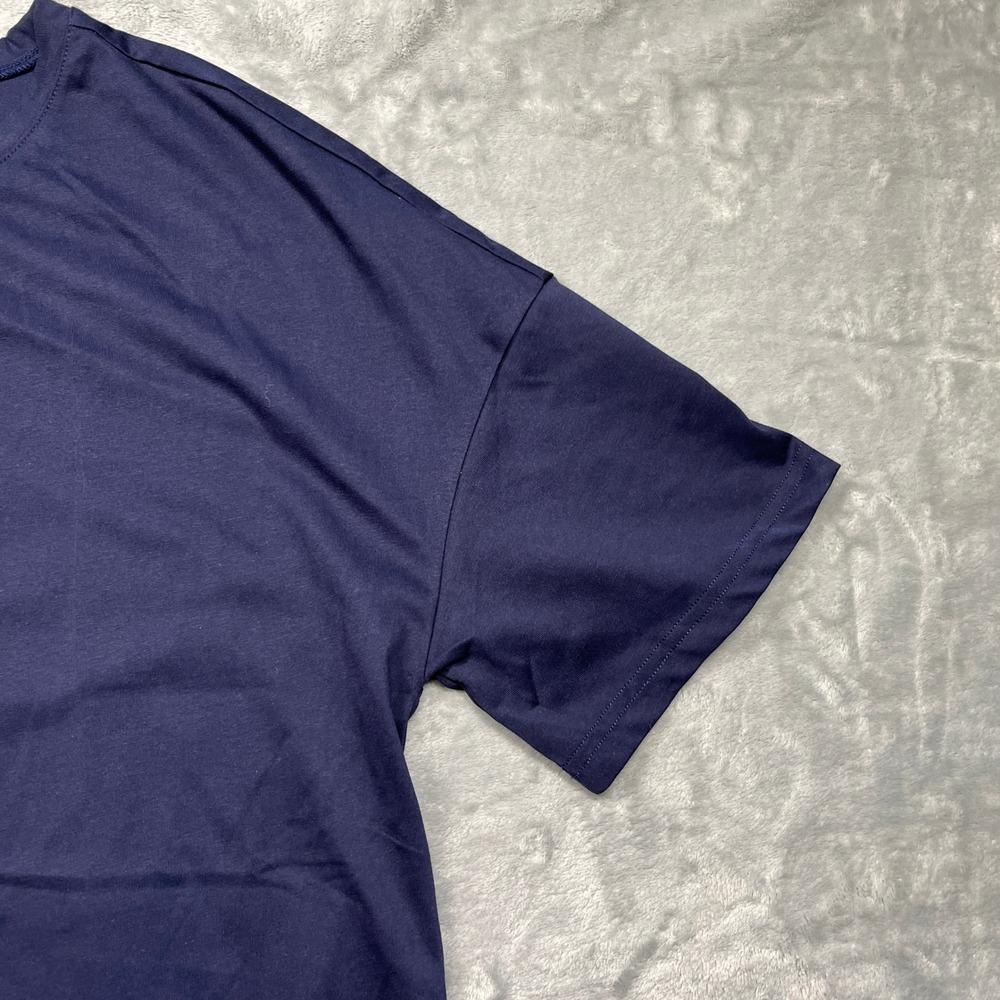MEROKEETY Peplum T-Shirt Women Navy Blue Ruffle Hem Short Sleeve Crew Neck Large - Picture 5 of 14